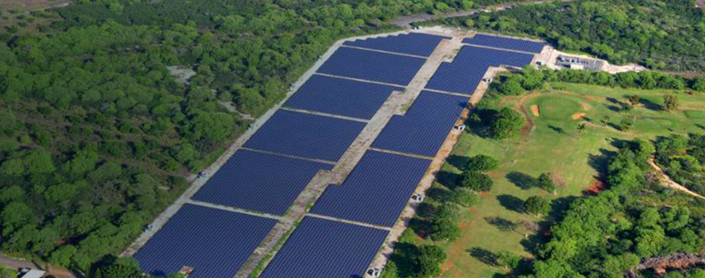 Aerial photo of a very large solar panel array