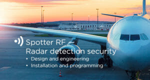 Spotter RF Radar Detection Security Design and Engineering Installation & Programming (over photo of an airplane)