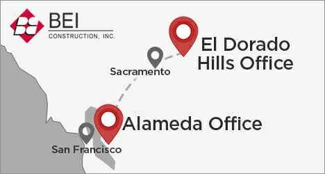 Bei Construction Office Map El Dorado Hills and Alameda California