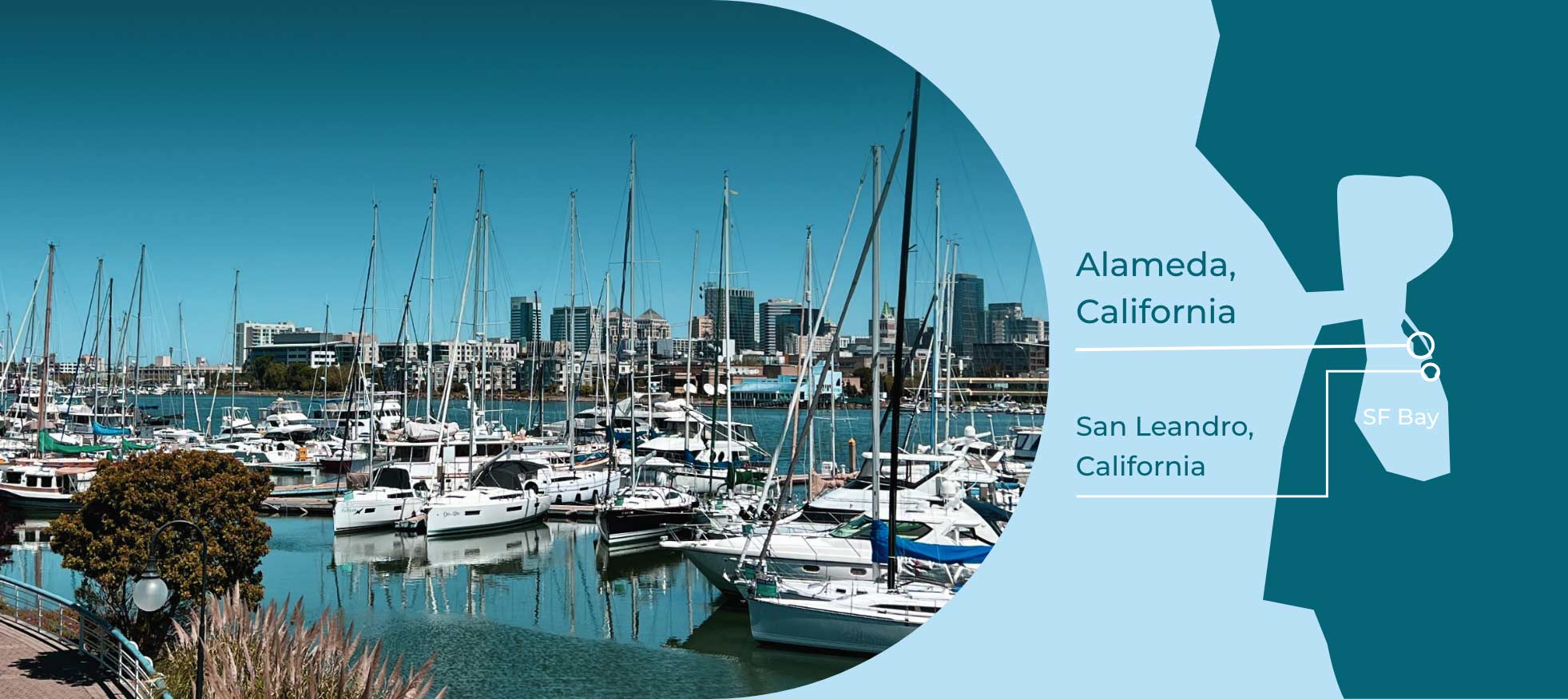 Alameda and San Leandro, California map and image