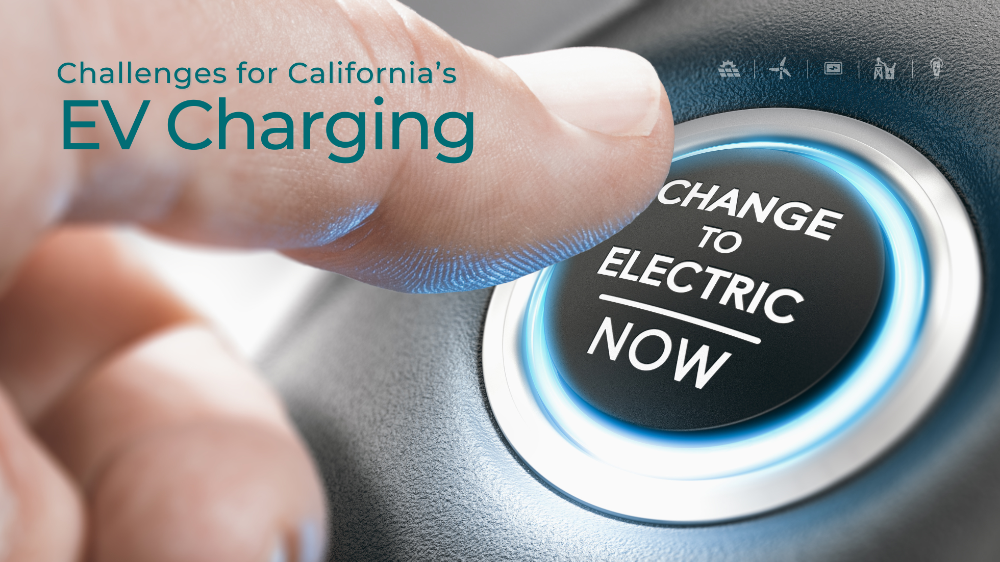 Finger pressing a start button with the message: change to electric now