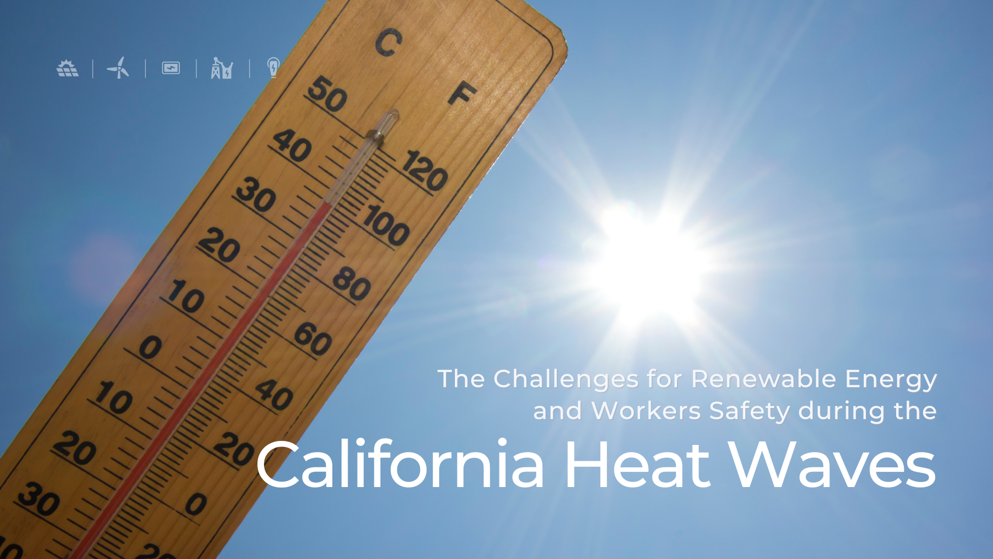 sun and thermometer showing high temperatures